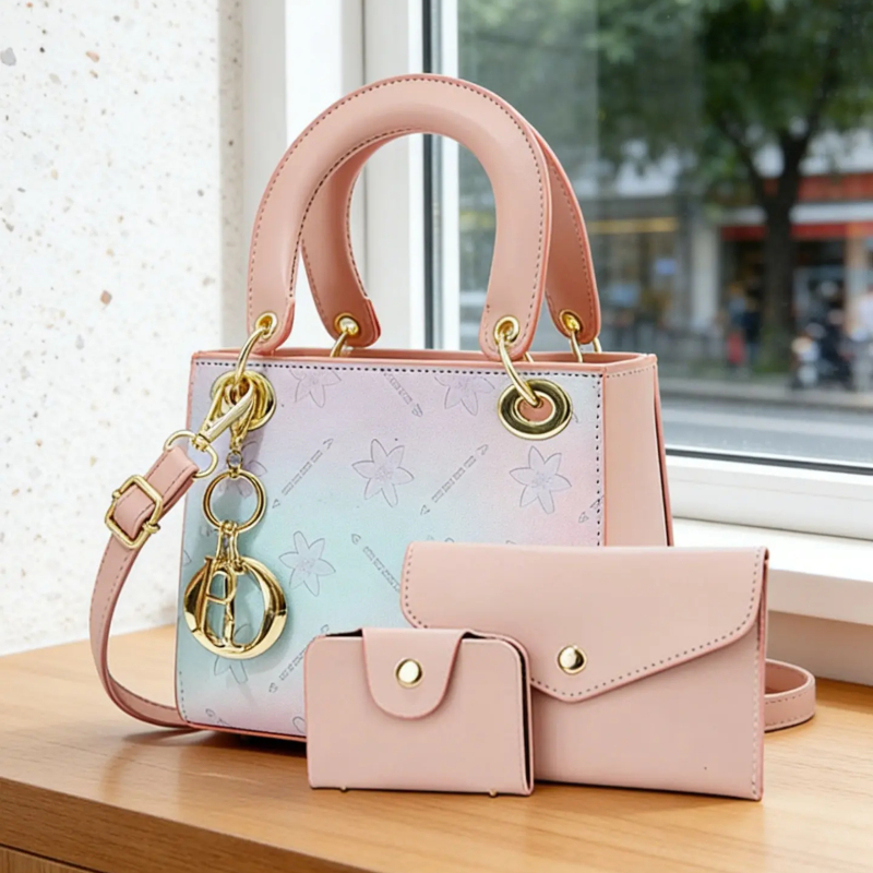 Women Bags Purses - مجموعة حقائب كتف مطبوعة بتدرج لوني،