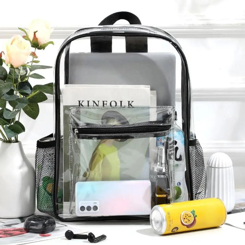 Women Bags Casual - حقيبة ظهر شفافة من PVC للرياضات