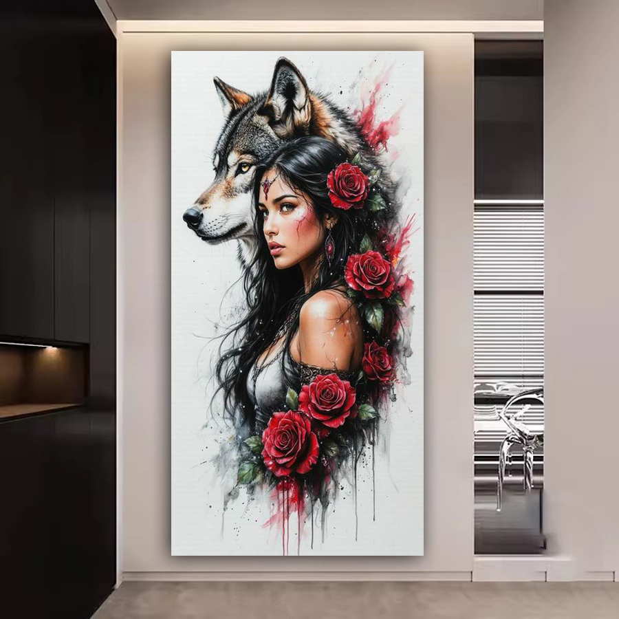 Women Bags Collection - لوحة فسيفساء مطرزة بالكامل بتصميم ذئبة