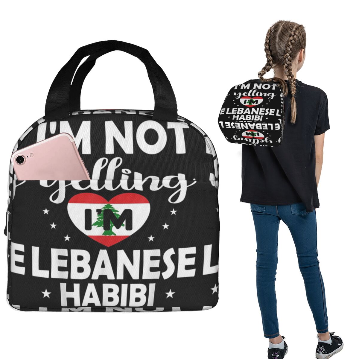 حقيبة غداء معزولة على شكل علم  - مراجعة Women Bags Lebanon وسعره