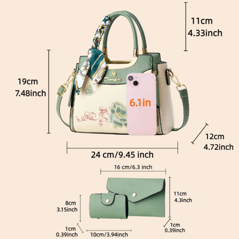 مجموعة حقائب يد مطرزة من 3 قطع - مراجعة Women Bags Casual وسعره