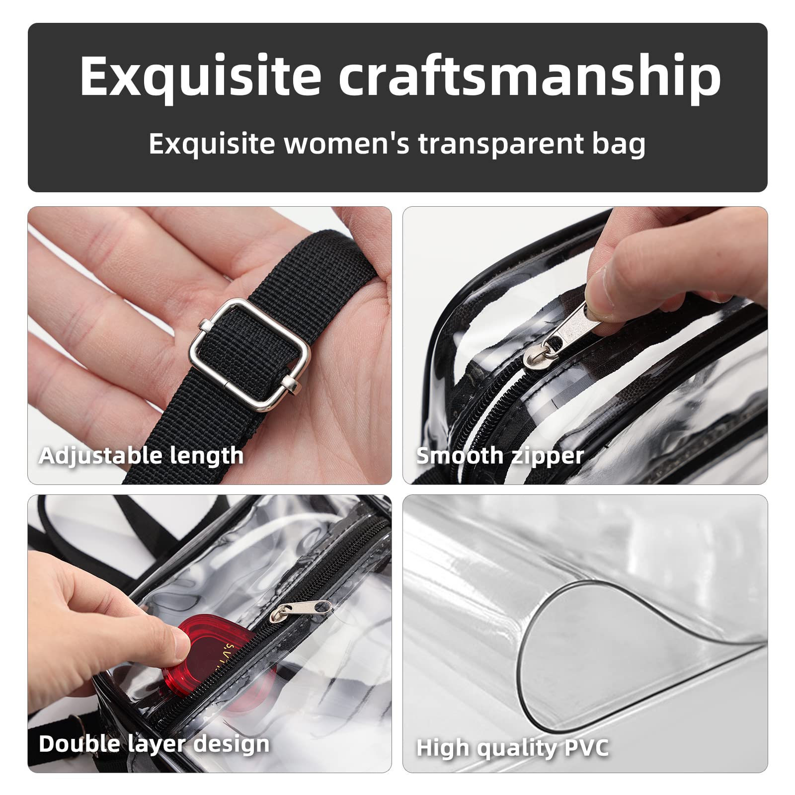 1-10 قطع حقيبة كروس بودي شفافة - مراجعة Women Bags Purses وسعره